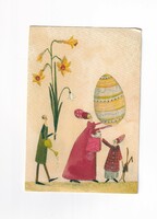 H:34 large Easter greeting card postcard (stained, bottom creased)