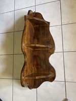 Large, heavy, solid, easy-to-use, carved wooden corner shelf.