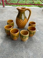 Retro corn pattern Magyarszombatfalv wine set glass jug
