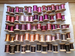 64 pieces of old wood spool thread mixed