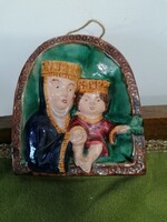 Applied art ceramic wall favor Mary with her little one
