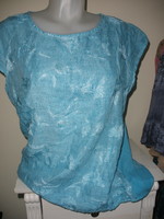 Turquoise linen embroidered top large size