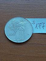 Italy 100 lira 1973 r, Minerva (Roman goddess) olive branch, stainless steel s177