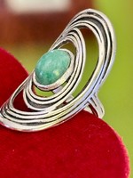 Art-deco style silver ring with amazonite stone
