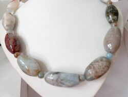 Aquamarine 30 mm mineral beads necklace
