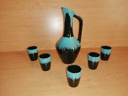 Magyarszombatfa ceramic brandy set with 5 glasses (29/d)