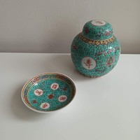 Kínai porcelán gömbváza és tálka