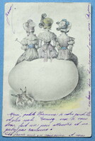 Antique mm vienne easter greeting card ladies bunny egg