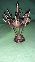 Beautiful old copper-painted Toledo sandwich sword set stand-11cm + 6 different swords-8cm/piece