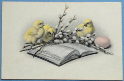 Antique mm vienne Easter greeting card hand-colored / chicks egg barka