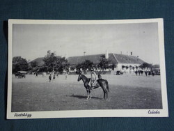 Postcard, Hortobágy inn, with its striped horse