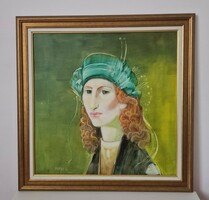 Szász Endre stílusában készült női portré