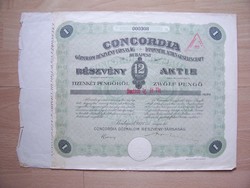 Részvény - Concordia Gőzmalom Részvény - Társaság 1927
