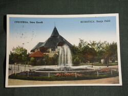 Képeslap, Szabadka, Palicsfürdő, üdülő,park, szökőkút részlet, 1941