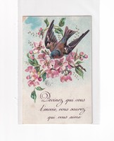 H:107 antique bird greeting card with long address 1907