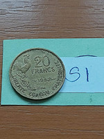 France 20 francs francs 1952 aluminum bronze, rooster si
