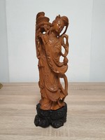 Sandalwood Carved Female Figure Statue