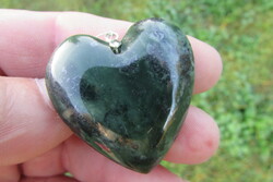 Unique handmade heart pendant made of gem-quality serpentinite