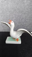 Old Herend porcelain goose on pedestal, hand painted