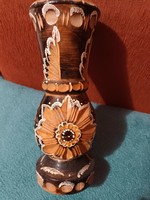 Beautiful hand-carved thick wooden flower pattern vase