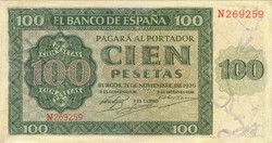 100 peseta pesetas 1936 Spanyolország