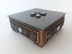 Retro bronz iparművészeti ékszeres doboz, díszdoboz