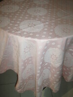 Beautiful antique vintage floral pink damask tablecloth