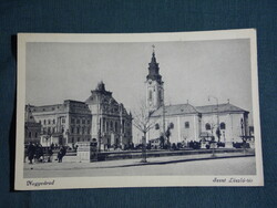 Postcard, Grand Várad, Szent László Square skyline detail with people
