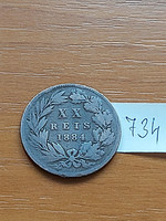 Portugal 20 xx reis 1884 i. Louis, bronze #734