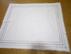 Old woven linen tablecloth