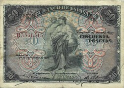 50 Pesetas pesetas 1906 Spain rare