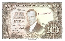 100 peseta pesetas 1953 Spanyolország 1. aUNC