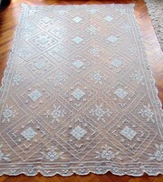 Old hand crocheted large bedspread, tablecloth, curtain 250 x 150