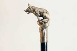 Fox on the Rock walking stick with silver handle ruby eyes 92cm | walking stick with a silver head