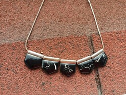 Black fire enamel necklace - necklace