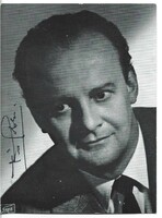 Autograph, dedicated, handwritten signature of opera singer Tito Gobbi on a photo page.