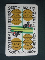 Kártyanaptár, Dohánytermelési szerződés,grafikai rajzos,traktor,kombájn, 1967, (6)