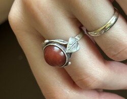 Antique Art Nouveau carnelian stone silver ring
