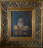 It starts from HUF 1! Sándor Nándory, table still life! Oil painting, painted on wood! Indicated!