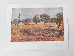Old print 1960 art paper picture landscape