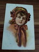 Antique postcard, little girl, around 1911