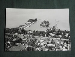 Detail of postcard, Balaton Castle, pier, harbor view