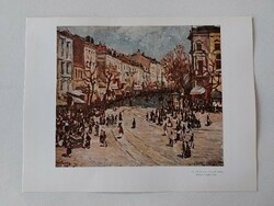 Old print 1960 art paper picture street scene