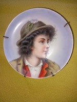Antique hand-painted portrait of a young boy! Biedermeier porcelain decorative plate plate wall plate=