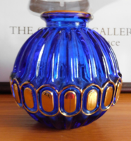 Walther Glass vintage bordázott kék gömbváza