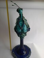 Beautiful Zsuzsa Moravian ceramic peacock - huge (60 cm) ceramic - unfortunately damaged