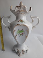 Herend Hecsedli patterned porcelain vase with handle - with damaged handle