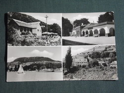 Postcard, Badacsony, mosaic details, railway station, small village house, view
