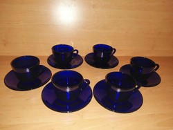 Blue glass coffee cup with bottom set for 6 (20/d)