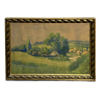 Zoltán Léránt (1902-1936) village among the hills - watercolor painting in antique frame /invoice provided/